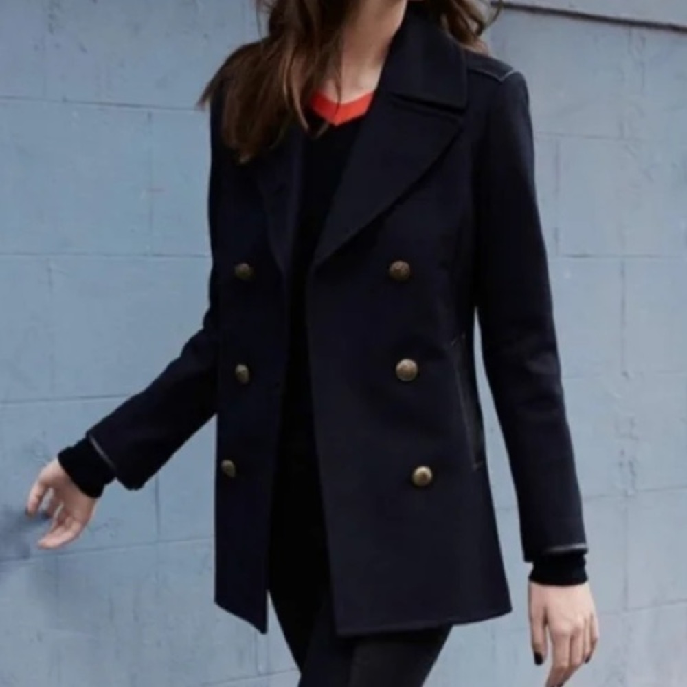 Rag & Bone Black Wool Peacoat.  Sz M